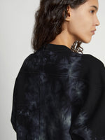 Detail image of model wearing Tie Dye Sweatshirt in black/jade