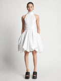 Front image of model wearing Technical Nylon Dress in optic white