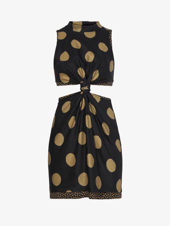 Flat image of Printed Dot Cady Top in khaki multi