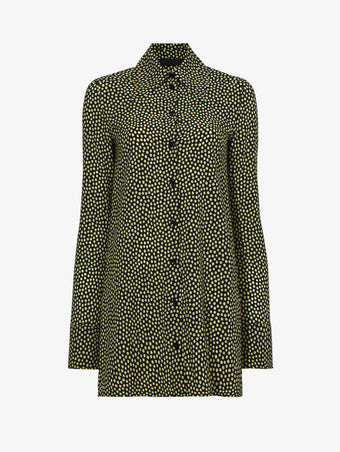Flat image of Printed Dot Crepe De Chine Shirt in butter multi