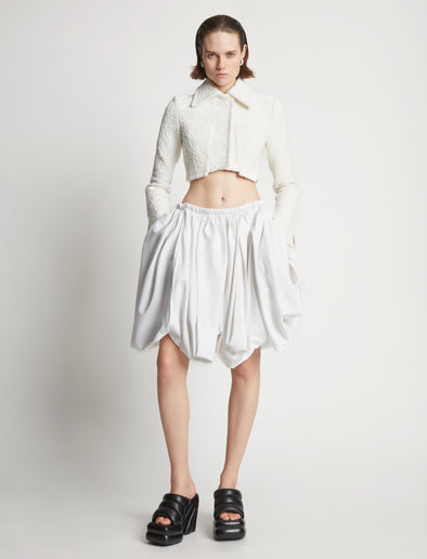 Front image of model wearing Technical Nylon Skirt in off white