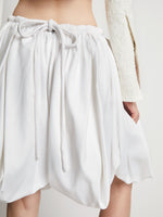 Detail image of model wearing Technical Nylon Skirt in off white