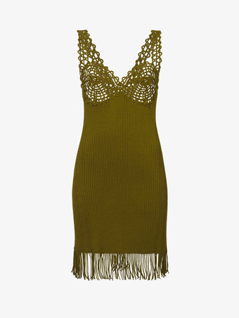 Flat image of Viscose Knit Dress in olive