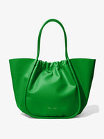 Front image of XL Ruched Tote in BOTTLE GREEN