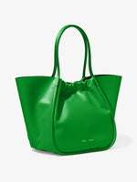 Side image of XL Ruched Tote in BOTTLE GREEN