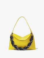 Front image of Contrast Rolo Strap Braid Bag in CANARY YELLOW
