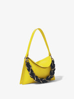 Side image of Contrast Rolo Strap Braid Bag in CANARY YELLOW