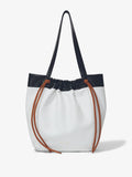 Front image of Color Block Drawstring Tote in OPTIC WHITE/BLACK