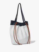 Side image of Color Block Drawstring Tote in OPTIC WHITE/BLACK