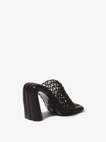 Back 3/4 image of Arc Woven Slides in black