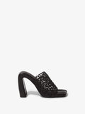 Front image of Arc Woven Slides in black