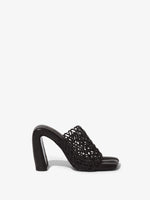 Front image of Arc Woven Slides in black