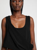 Detail image of model wearing Viscose Knit Top in black