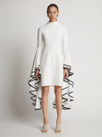 Front image of model wearing Viscose Crepe Dress in off white