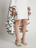 Detail image of model wearing Viscose Crepe Dress in off white