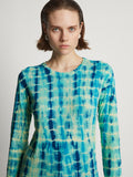 Detail image of model wearing Tie Dye T-Shirt in turquoise multi