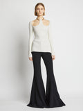 Front image of model wearing Chain Detail Viscose Knit Sweater in off white