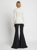 Back image of model wearing Chain Detail Viscose Knit Sweater in off white