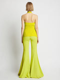 Back image of model wearing Viscose Knit Halter Top in sulphur
