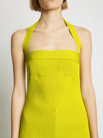 Detail image of model wearing Viscose Knit Halter Top in sulphur