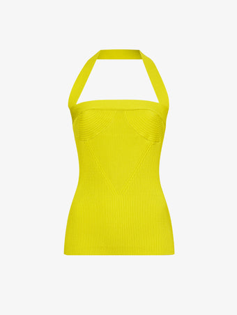 Flat image of Viscose Knit Halter Top in sulphur