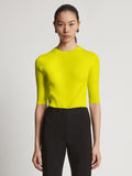 Cropped front image of model wearing  Viscose Knit Top in sulphur
