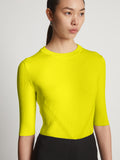 Detail image of model wearing Viscose Knit Top in sulphur