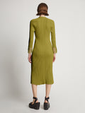 Back image of model wearing Viscose Knit Dress in olive