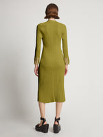 Back image of model wearing Viscose Knit Dress in olive