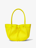Front image of Raffia Large Ruched Tote in CANARY YELLOW
