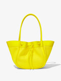 Back image of Raffia Large Ruched Tote in CANARY YELLOW