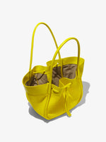 Aerial image of Raffia Large Ruched Tote in CANARY YELLOW