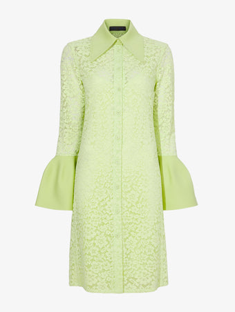 Flat image of Stretch Lace Shirt Dress in lime