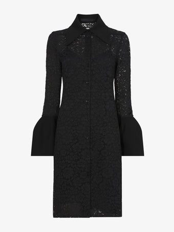 Flat image of Stretch Lace Shirt Dress in black