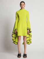 Front image of model wearing Viscose Crepe Dress in bright green