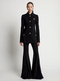 Front image of model wearing Viscose Suiting Jacket in black