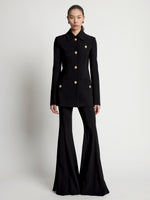 Front image of model wearing Viscose Suiting Jacket in black