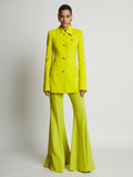 Front image of model wearing Viscose Suiting Jacket in sulphur