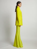 Side image of model wearing Viscose Suiting Jacket in sulphur