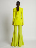Back image of model wearing Viscose Suiting Jacket in sulphur