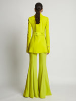 Back image of model wearing Viscose Suiting Jacket in sulphur