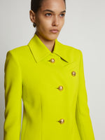 Detail image of model wearing Viscose Suiting Jacket in sulphur