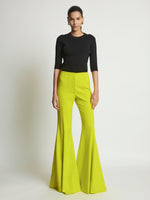 Front image of model wearing Viscose Suiting Pants in sulphur