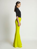 Side image of model wearing Viscose Suiting Pants in sulphur