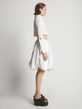 Proenza Schouler side image of model wearing Boucle Tweed Crop Jacket in off white