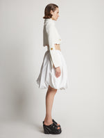 Proenza Schouler side image of model wearing Boucle Tweed Crop Jacket in off white