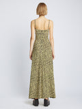 Back image of model wearing Printed Leopard Tank Dress in butter multi