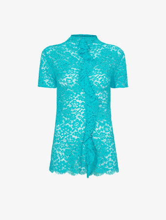Flat image of Stretch Lace Top in cyan