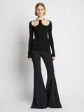 Front image of model wearing Chain Detail Viscose Knit Sweater in black