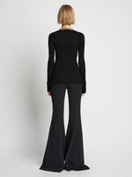 Back image of model wearing Chain Detail Viscose Knit Sweater in black